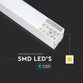 Kép 9/10 - V-TAC fehér mennyezetre függeszthető lineáris LED lámpa 120cm 40W hideg fehér - SKU 21602