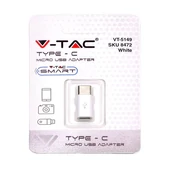 V-TAC fehér, Micro USB - Type-C átalakító - SKU 8472