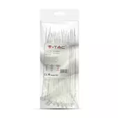 Kép 1/7 - V-TAC fehér, műanyag gyorskötöző 2.5x150mm, 100db/csomag - SKU 11161