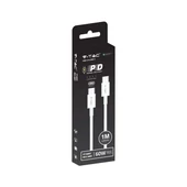 V-TAC fehér Type-C - Type-C 1m hálózati kábel, max. 60W teljesítményig - SKU 6681