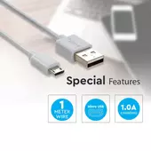 Kép 4/6 - V-TAC fehér, USB - Micro USB 1m hálózati kábel - SKU 8480