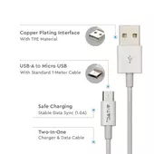 Kép 3/5 - V-TAC fehér, USB - Micro USB 1m hálózati kábel - SKU 8484