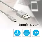 Kép 4/5 - V-TAC fehér, USB - Micro USB 1m hálózati kábel - SKU 8484