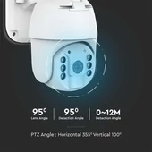 V-TAC fehér WiFi-s napelemes kültéri PTZ kamera, HD felbontással és szenzorral - SKU 11618