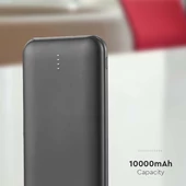 V-TAC fekete 10000mAh powerbank, 30cm Type-C kábellel - SKU 23036