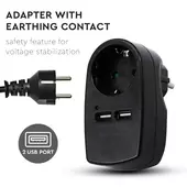 Kép 3/7 - V-TAC fekete, fali adapter 1db aljzattal, 2db USB csatlakozóval - SKU 8796