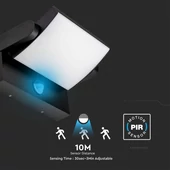 V-TAC fekete fali dönthető kültéri 17W LED lámpatest mozgásérzékelővel, meleg fehér - SKU 2940