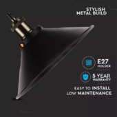 Kép 3/5 - V-TAC fekete fém csillár, függeszték E27 foglalattal - SKU 3753