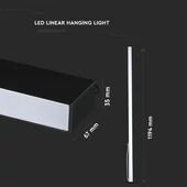 V-TAC fekete mennyezetre függeszthető lineáris LED lámpa 120cm 40W meleg fehér - SKU 21882