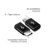 V-TAC fekete, Micro USB - Type-C átalakító - SKU 8471