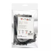 Kép 1/7 - V-TAC fekete, műanyag gyorskötöző 2.5x100mm, 100db/csomag - SKU 11160