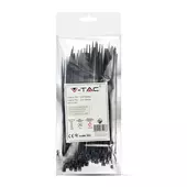 Kép 1/7 - V-TAC fekete, műanyag gyorskötöző 2.5x150mm, 100db/csomag - SKU 11162