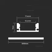 Kép 2/2 - V-TAC fekete színű falon kívüli alumínium LED szalag profil fedlappal 2m - SKU 2873