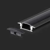 Kép 1/2 - V-TAC fekete színű süllyeszthető alumínium LED szalag profil fedlappal 2m - SKU 2875