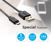 Kép 4/6 - V-TAC fekete, USB - Micro USB 1m hálózati kábel - SKU 8481