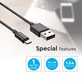 Kép 4/6 - V-TAC fekete, USB - Micro USB 1m hálózati kábel - SKU 8485