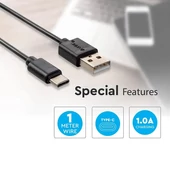 V-TAC fekete, USB - Type-C 1m hálózati kábel - SKU 8483