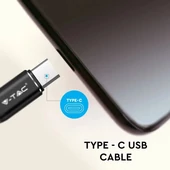 V-TAC fekete, USB - Type-C 1m hálózati kábel - SKU 8632