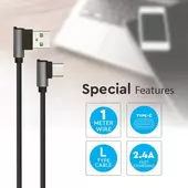 Kép 4/7 - V-TAC fekete, USB - USB C 1m hálózati kábel - SKU 8638