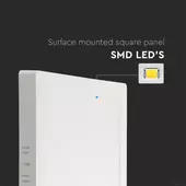 Kép 3/6 - V-TAC felületre szerelhető szögletes Back-Lit LED panel 12W, hideg fehér, 100 Lm/W - SKU 10497