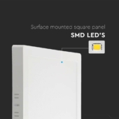 Kép 4/7 - V-TAC felületre szerelhető szögletes Back-Lit LED panel 18W, hideg fehér, 110 Lm/W - SKU 10500