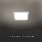 V-TAC felületre szerelhető szögletes Back-Lit LED panel 24W, természetes fehér, 110 Lm/W - SKU 23023