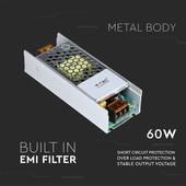 Kép 4/7 - V-TAC fémházas LED tápegység 24V 60W 2.5A - SKU 3261