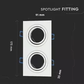 V-TAC GU10 LED 2 foglalatos spotlámpa keret, fehér billenthető lámpatest - SKU 3607