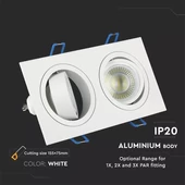 V-TAC GU10 LED 2 foglalatos spotlámpa keret, fehér billenthető lámpatest - SKU 3607