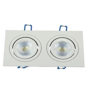 V-TAC GU10 LED 2 foglalatos spotlámpa keret, fehér billenthető lámpatest - SKU 3607