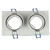 V-TAC GU10 LED 2 foglalatos spotlámpa keret, fehér billenthető lámpatest - SKU 3607