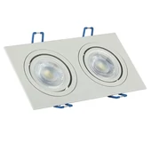 V-TAC GU10 LED 2 foglalatos spotlámpa keret, fehér billenthető lámpatest - SKU 3607