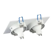 V-TAC GU10 LED 2 foglalatos spotlámpa keret, fehér billenthető lámpatest - SKU 3607