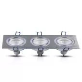 Kép 2/8 - V-TAC GU10 LED 3 foglalatos spotlámpa keret, alumínium szürke billenthető lámpatest - SKU 3610