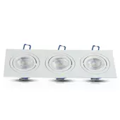 Kép 2/7 - V-TAC GU10 LED 3 foglalatos spotlámpa keret, fehér billenthető lámpatest - SKU 3609