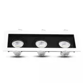 Kép 2/8 - V-TAC GU10 LED 3 foglalatos spotlámpa keret, fehér billenthető lámpatest - SKU 8878
