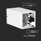 Kép 4/9 - V-TAC GU10 LED falon kívüli lámpatest, fehér+króm - SKU 8585