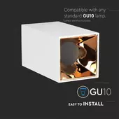 Kép 4/9 - V-TAC GU10 LED falon kívüli lámpatest, fehér+rózsaarany - SKU 8587