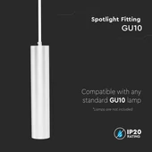 V-TAC GU10 LED mennyezetre függeszthető lámpatest, fehér, 30 cm - SKU 6779