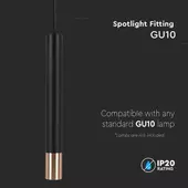 Kép 3/7 - V-TAC GU10 LED mennyezetre függeszthető lámpatest, fekete és arany véggel, 50 cm - SKU 6689