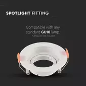 Kép 4/5 - V-TAC GU10 LED műanyag spotlámpa keret, fehér billenthető lámpatest - SKU 6658