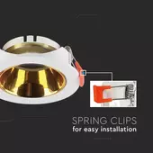 Kép 5/5 - V-TAC GU10 LED műanyag spotlámpa keret, fehér és arany billenthető lámpatest - SKU 6648