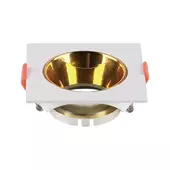 Kép 1/5 - V-TAC GU10 LED műanyag spotlámpa keret, fehér és arany billenthető szögletes lámpatest - SKU 6654