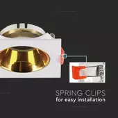Kép 5/5 - V-TAC GU10 LED műanyag spotlámpa keret, fehér és arany billenthető szögletes lámpatest - SKU 6654