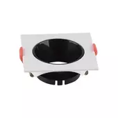 Kép 1/5 - V-TAC GU10 LED műanyag spotlámpa keret, fehér és fekete billenthető szögletes lámpatest - SKU 6651