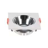 Kép 1/5 - V-TAC GU10 LED műanyag spotlámpa keret, fehér és króm billenthető szögletes lámpatest - SKU 6653