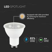 Kép 6/7 - V-TAC GU10 LED spot égő 12 db/csomag 5W meleg fehér 38° - SKU 10812