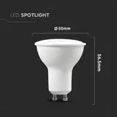 Kép 2/5 - V-TAC GU10 LED spot égő 6 db/csomag 4.5W meleg fehér 110° - SKU 212739