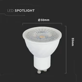 V-TAC GU10 LED spot égő 6.5W hideg fehér 110° - SKU 194