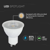 V-TAC GU10 LED spot égő 6.5W természetes fehér 110° - SKU 193